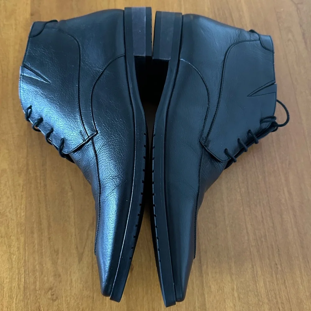 mario muzi Black Leather Ankle Men's boots EU 42 US 9,5-10.